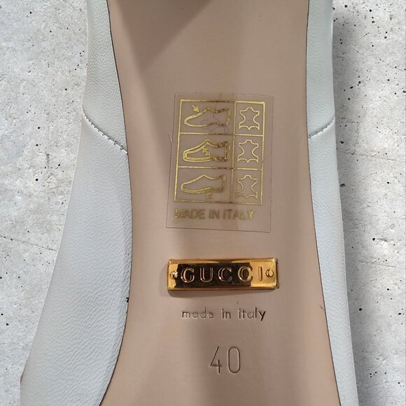 GUCCI Indya GG Pleated Accent Ankle Booties EU 40 US 9.5 White Leather Heel Boot - Picture 11 of 11